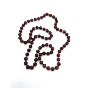 Vintage Sarah Coventry 32” Necklace With Burgundy Plastic Beads